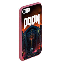 Чехол iPhone 7/8 матовый DOOM - Hellgate, цвет: 3D-малиновый — фото 2