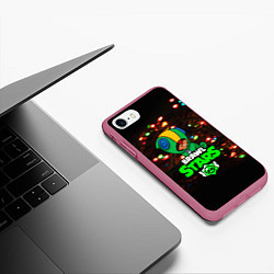 Чехол iPhone 7/8 матовый BRAWL STARS НОВОГОДНИЙ, цвет: 3D-малиновый — фото 2