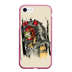 Чехол iPhone 7/8 матовый Princess Mononoke, цвет: 3D-малиновый