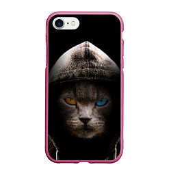 Чехол iPhone 7/8 матовый Уличный кот, цвет: 3D-малиновый