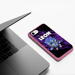 Чехол iPhone 7/8 матовый BRAWL STARS ОБОРОТЕНЬ LEON, цвет: 3D-малиновый — фото 2