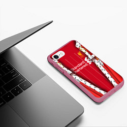 Чехол iPhone 7/8 матовый King liverpool, цвет: 3D-малиновый — фото 2