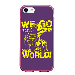 Чехол iPhone 7/8 матовый One Piece We Go World, цвет: 3D-малиновый