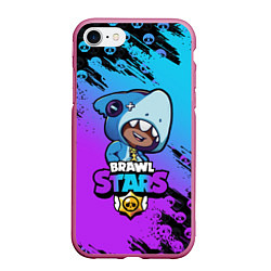 Чехол iPhone 7/8 матовый Brawl Stars LEON SHARK, цвет: 3D-малиновый