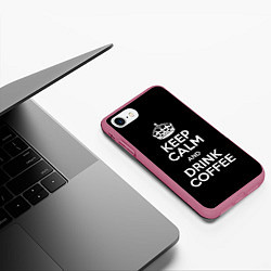 Чехол iPhone 7/8 матовый Пей кофе, цвет: 3D-малиновый — фото 2