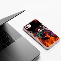 Чехол iPhone 7/8 матовый KIMETSU NO YAIBA, цвет: 3D-светло-розовый — фото 2