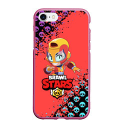 Чехол iPhone 7/8 матовый BRAWL STARS MAX, цвет: 3D-малиновый