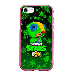 Чехол iPhone 7/8 матовый BRAWL STARS НОВОГОДНИЙ