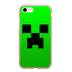 Чехол iPhone 7/8 матовый MINECRAFT, цвет: 3D-светло-розовый