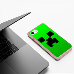 Чехол iPhone 7/8 матовый MINECRAFT, цвет: 3D-светло-розовый — фото 2