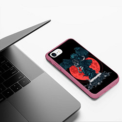 Чехол iPhone 7/8 матовый Готика, Ведьма и сова, Луна, цвет: 3D-малиновый — фото 2
