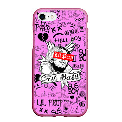 Чехол iPhone 7/8 матовый LIL PEEP LOGOBOMBING, цвет: 3D-малиновый