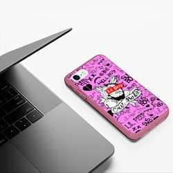 Чехол iPhone 7/8 матовый LIL PEEP LOGOBOMBING, цвет: 3D-малиновый — фото 2