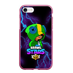 Чехол iPhone 7/8 матовый Brawl Stars LEON, цвет: 3D-малиновый