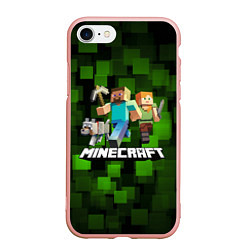 Чехол iPhone 7/8 матовый Minecraft Майнкрафт, цвет: 3D-светло-розовый