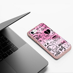 Чехол iPhone 7/8 матовый LIL PEEP, цвет: 3D-светло-розовый — фото 2