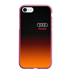 Чехол iPhone 7/8 матовый AUDI, цвет: 3D-малиновый