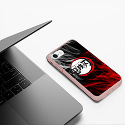 Чехол iPhone 7/8 матовый KIMETSU NO YAIBA, цвет: 3D-светло-розовый — фото 2