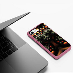 Чехол iPhone 7/8 матовый ФРАКТАЛЬНЫЙ ОПТИЧЕСКИЙ УЗОР, цвет: 3D-малиновый — фото 2
