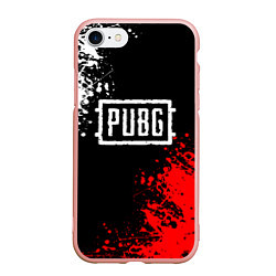 Чехол iPhone 7/8 матовый PUBG, цвет: 3D-светло-розовый