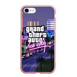 Чехол iPhone 7/8 матовый Grand Theft Auto Vice City, цвет: 3D-светло-розовый