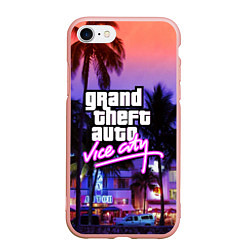 Чехол iPhone 7/8 матовый Grand Theft Auto Vice City, цвет: 3D-светло-розовый
