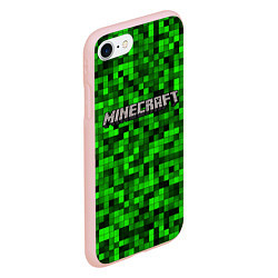 Чехол iPhone 7/8 матовый MINECRAFT CREEPER КАПЮШОН, цвет: 3D-светло-розовый — фото 2