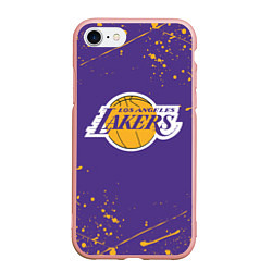 Чехол iPhone 7/8 матовый LA LAKERS, цвет: 3D-светло-розовый