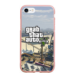 Чехол iPhone 7/8 матовый GTA 5, цвет: 3D-светло-розовый