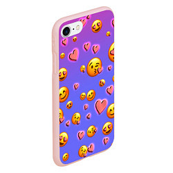 Чехол iPhone 7/8 матовый Очень много эмодзи, цвет: 3D-светло-розовый — фото 2