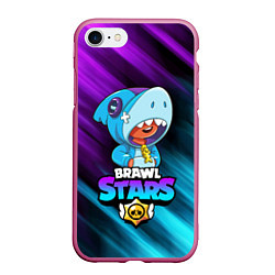 Чехол iPhone 7/8 матовый BRAWL STARS LEON SHARK, цвет: 3D-малиновый