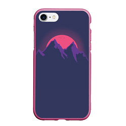 Чехол iPhone 7/8 матовый Mountain sunset, цвет: 3D-малиновый