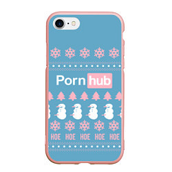 Чехол iPhone 7/8 матовый Pornhub - christmas sweater, цвет: 3D-светло-розовый