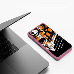 Чехол iPhone 7/8 матовый Череп Icon оранжевый, цвет: 3D-малиновый — фото 2