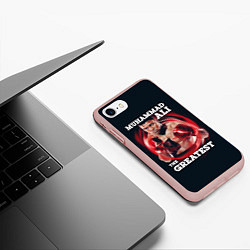 Чехол iPhone 7/8 матовый Muhammad Ali, цвет: 3D-светло-розовый — фото 2