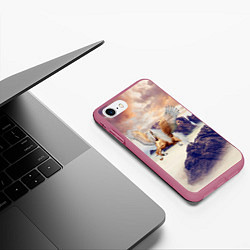 Чехол iPhone 7/8 матовый Sea Sunset Horse, цвет: 3D-малиновый — фото 2