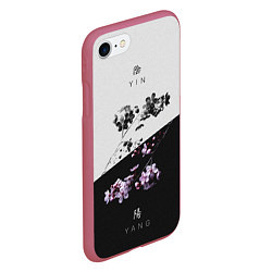 Чехол iPhone 7/8 матовый YinYang, цвет: 3D-малиновый — фото 2