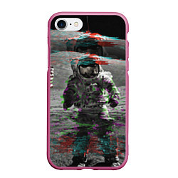 Чехол iPhone 7/8 матовый Космонавт, цвет: 3D-малиновый