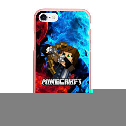 Чехол iPhone 7/8 матовый Minecraft Майнкрафт, цвет: 3D-светло-розовый