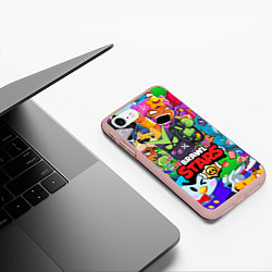 Чехол iPhone 7/8 матовый BRAWL STARS VIRUS 8-BIT, цвет: 3D-светло-розовый — фото 2