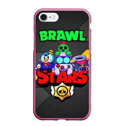 Чехол iPhone 7/8 матовый BRAWL STARS 2020, цвет: 3D-малиновый