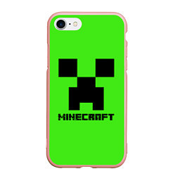 Чехол iPhone 7/8 матовый MINECRAFT, цвет: 3D-светло-розовый