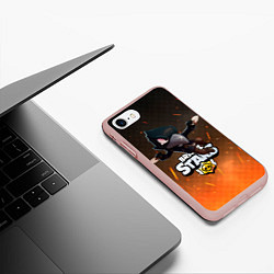 Чехол iPhone 7/8 матовый Brawl Stars Crow Ворон, цвет: 3D-светло-розовый — фото 2