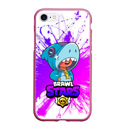 Чехол iPhone 7/8 матовый Brawl stars leon shark, цвет: 3D-малиновый