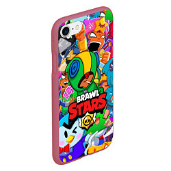 Чехол iPhone 7/8 матовый BRAWL STARS LEON, цвет: 3D-малиновый — фото 2