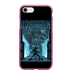 Чехол iPhone 7/8 матовый Led Zeppelin, цвет: 3D-малиновый