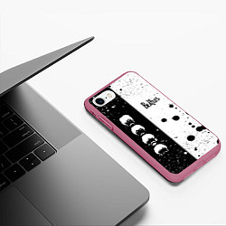 Чехол iPhone 7/8 матовый Beatles, цвет: 3D-малиновый — фото 2