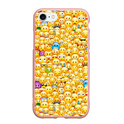 Чехол iPhone 7/8 матовый Смайлики Emoji, цвет: 3D-светло-розовый