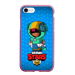 Чехол iPhone 7/8 матовый Brawl star original leon, цвет: 3D-малиновый