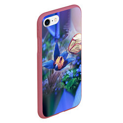 Чехол iPhone 7/8 матовый Бабочка, цвет: 3D-малиновый — фото 2